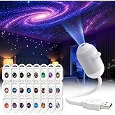 Lrueec Galaxy Projector Night Light, Ocean Projector LED Lights for Bedroom | Portable Plug and Play Hd Star Projector with 24 Slides, 360&deg; Adjustable Brightness Lamp for Home Ceiling Car Bedroom Decor