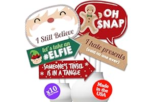 Big Dot of Happiness Funny Christmas Photo Booth Props, Christmas Party Decorations, Holiday Photo Booth Prop Kits, 10 Piece