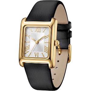 Asan Ge Watch for Women Roman Numerals Leather Strap Wrist Watch | Vintage Watch for Small Wrist Square Face Easy to Read Ana