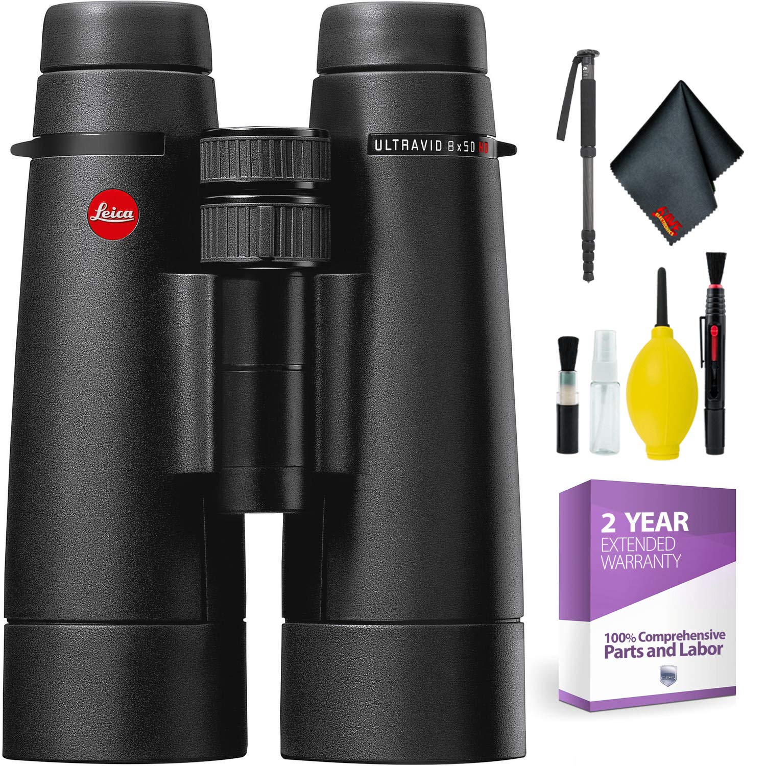 Leica 8 x 50 Ultravid HDPlus Binocular + Cleaning Kit Bundle057