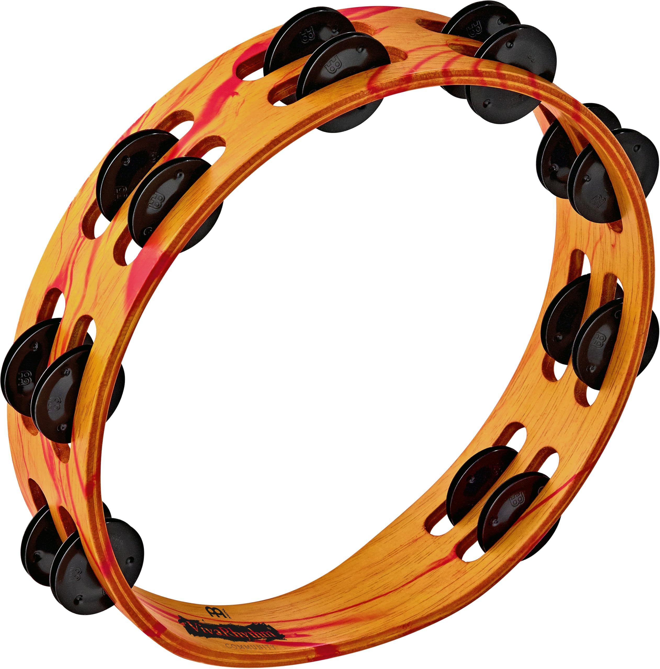 Meinl Percussion Drum Circle Tambourine - 2-Row Tambourine with Steel Jingles - 8-inch Diameter - Siam Oak / Steel, Multicoloured (VR-TA2-ROM)