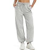 MAGCOMSEN Women's Fleece Lined Joggers Winter Baggy Sweatpants with Pockets Thermal High Waisted Casual Athletic Pants