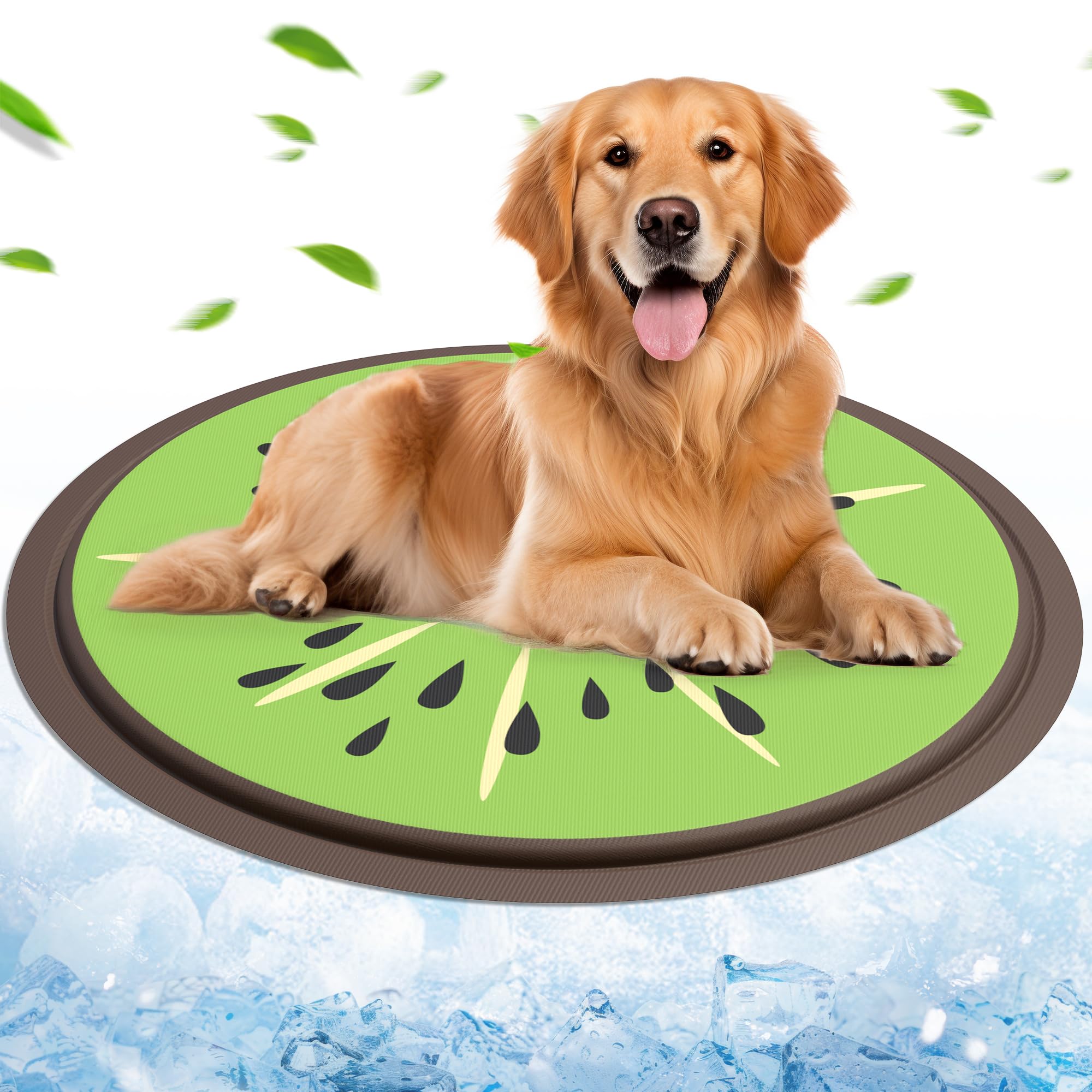 ALL FOR PAWS Dog Cooling Mat 60CM, Pet Bed Dog Mat Self-Cooling Pad Cool Gel Bed Large Pads, No Need to Refrigerate or Freeze, Great For Pets in Hot Summer (Kiwi)