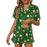 Ekouaer Pajamas Set for Women Short Sleeve Sleepwear Button Down Pjs Lounge Sets Soft Nightwear