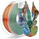 AMOLEN Silk PLA 3D Printer Filament, Tri Color Blue Green Orange PLA 1.75mm, Shiny Multi Color Change Filament 3D Printing PLA Filament for Most FDM 3D Printer, 1kg Spool(2.2lbs)