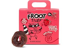 The FROOT Thief Real Fruit Snack Whips, Strawberry, Nut Free, Perfect for School Lunches and Snacks, Individual Bags Kids Snacks, 5 Pack