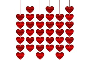 OEAGO Valentines Day Decorations Valentines Day Decor Valentines Day 72 Hearts Garland Valentines Decor Valentines Decorations for Anniversary Wedding Party Supplies 12 Strings Garland NO DIY Red