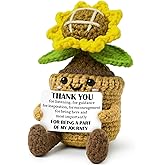 TEEBIM Thank You Gifts for Women - Galentines Valentines Gifts for Coworkers, Boss, Manager, Office, Teacher, Nurse - Emotional Inspirational Positive Sunflower Support Crochet Doll