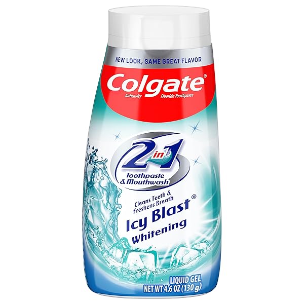 COLGATE 2-IN-1 WHITENING TOOTHPASTE GEL AND MOUTHWASH, ICY BLAST, 4.6 OZ