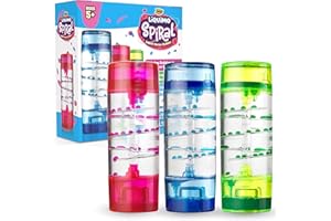 YoYa Toys Liquimo Spiral - Liquid Motion Bubbler (3 Pack) - Hourglass Liquid Timer for Kids and Adults - Stress Relief Fidget Toys for Autistic Children, Desk Décor, Holiday Stocking Stuffers