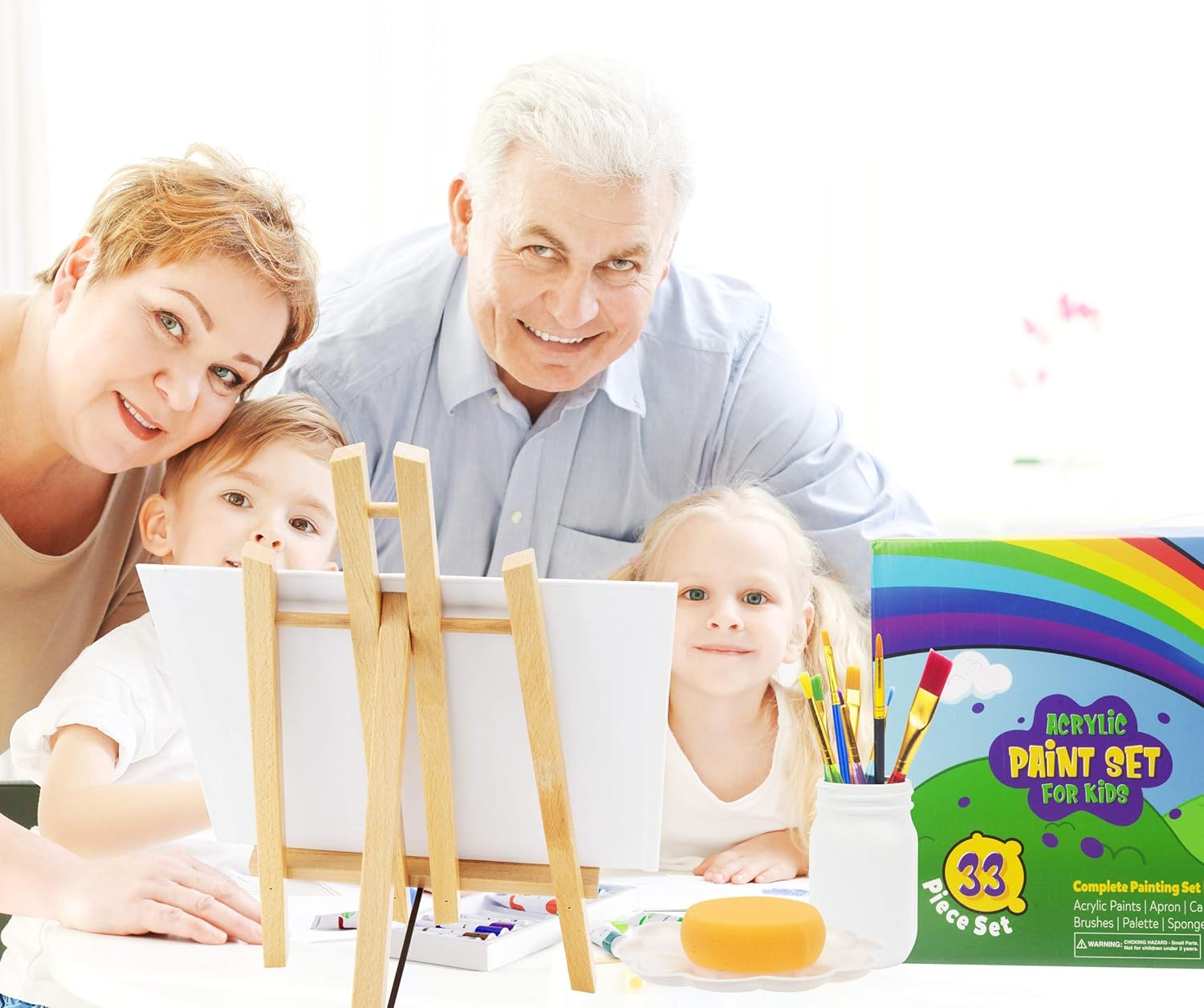 Gorgeous Kids Paint Set - 33-Piece Acrylic Painting Supplies Kit with Brushes, Paints, Canvas and Easel - The Perfect Art Gift Set for Many Hours of Creative and Productive Painting Fun: Kitchen & Dining