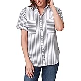 Gloria Vanderbilt Womens Amanda Button Down Shirt with Cuffed Short Sleeves and Patch Pockets Standard