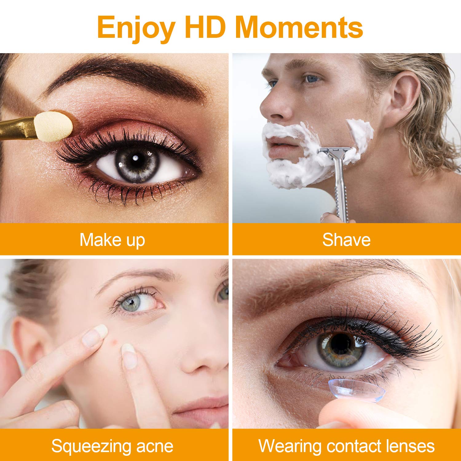 SENWOW Illuminated Makeup Mirror, LED Lighted 1X 10X Magnification Double Sided Foldable Tabletop for Home Travel