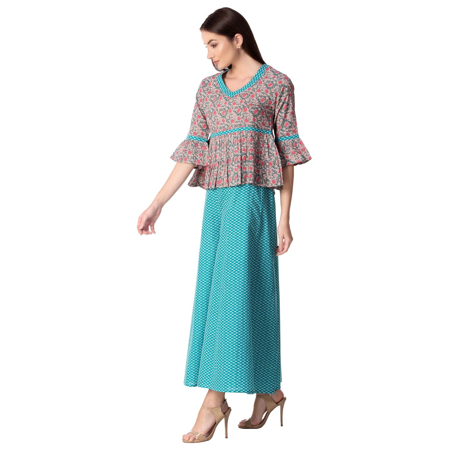 khushal k women's cotton top with palazzo set