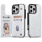 ZCDAYE for iPhone 16 Pro Wallet Case with Card Holders,PU Leather Double Magnetic Clasp Kickstand Trendy Girly Women Case for iPhone 16 Pro,Blue Flowers