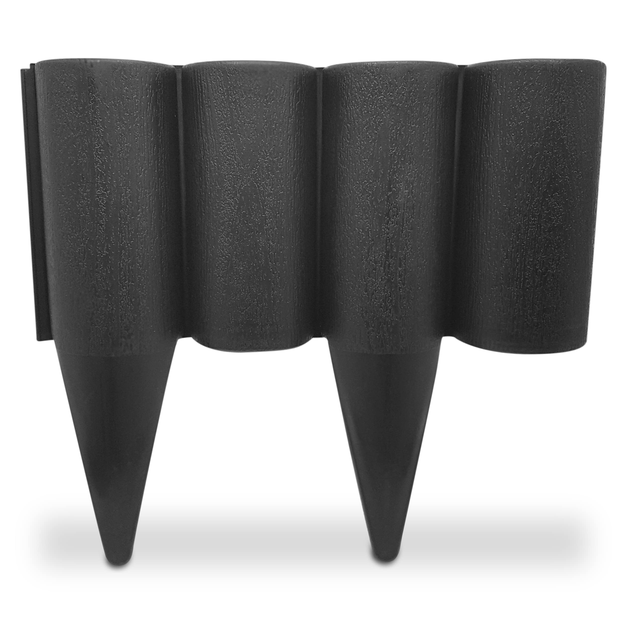 Black Lawn Edging Border – 2.5 metres / 8.2 ft long Garden Palisade Edge Border with Wood Log Effect – Fencing with Ground Stakes – Ideal for Flower Beds, Lawn, Patio, Pavement. Set by MYPURECORE
