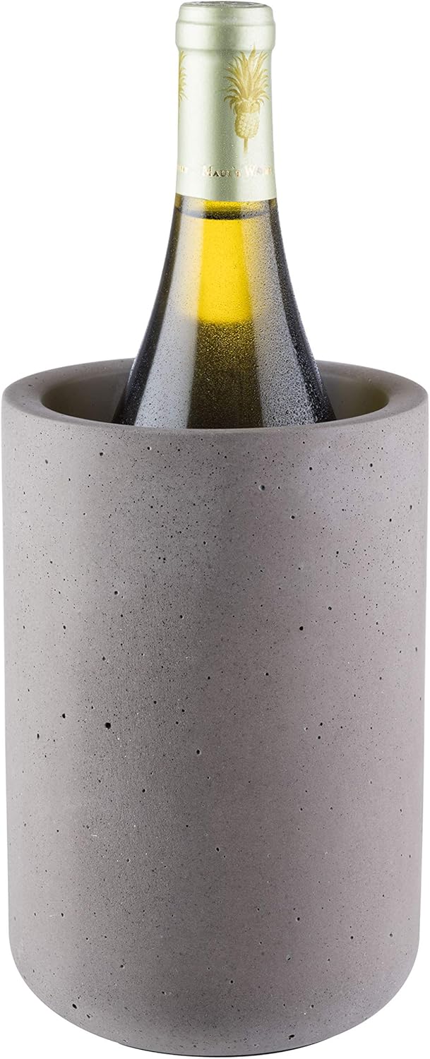 Buddy´s Bar - Flaschenkühler „Concrete“, hochwertiger Sektkühler aus Beton, 12 x 19 cm, möbelschonende Unterseite, Innendurchmesser 10 cm, Weinkühler geeignet für 0,7 L - 1,5 L Flaschen, Beton grau