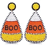 NVENF Halloween Earrings for Women, Halloween Accessories Outfits for Women, Beaded Candy Corn Earrings Costume Party Favors Jeweley Gifts (Candy Corn)