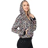 Anna-Kaci Women's Sparkly Sequin Jacket Hooded Glitter Zip Up Bomber Jacket Coat Concert Party Clubwear
