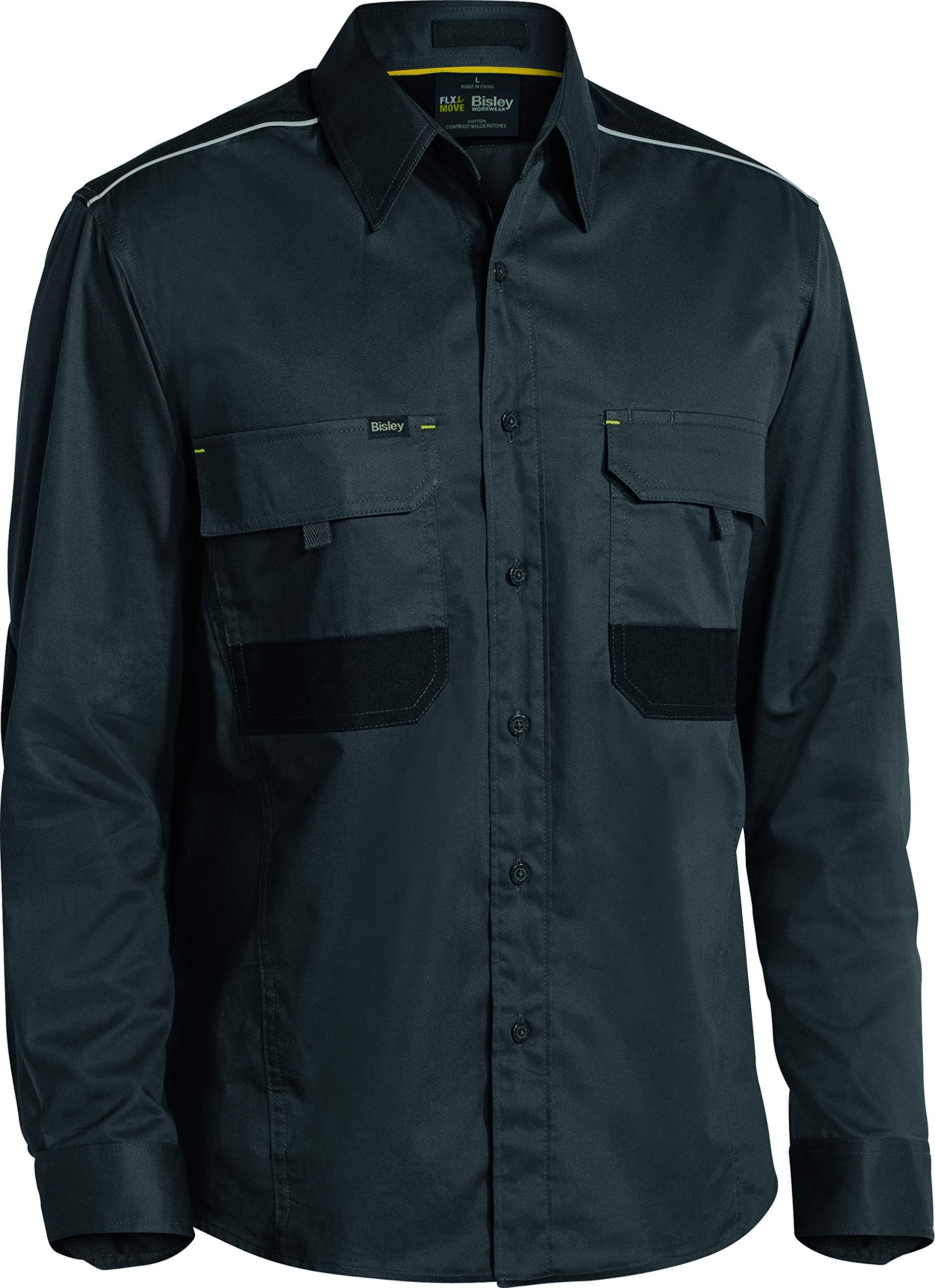 Bisley Workwear UKBS6133_BCCG Stretch Flex & Move Mechanical Shirt Long Sleeve - Charcoal, L