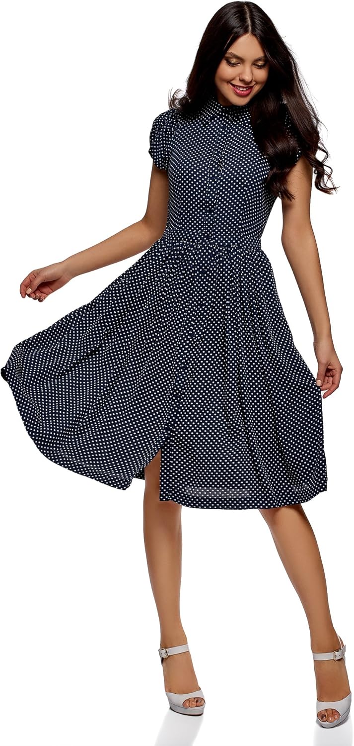 Oodji Ultra Femme Robe Mi Longue Avec Jupe Evasee Amazon Fr Vetements Et Accessoires