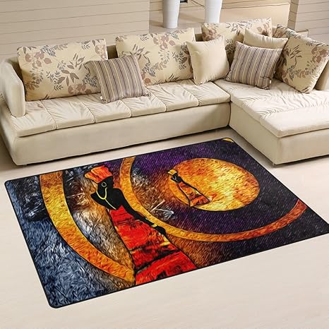 Round Floor Mat Living Room Area Rugs Afro African American Black Woman Pattern Area Rugs Home Garden Rugs Carpets