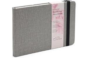 TUMUARTA Watercolor Sketchbook, 5x7.5, 140 LB, 300 GSM, 100% Cotton Paper, Cold Press, 24 Sheets,48 Pages, Watercolor Journal for Use As Travel Sketch Book and Mixed Media Pad On The Go. (5"x7.5", Gray)