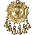 GURU JEE™ Brass Idol Sun Surya Face 6 Bells Statue Murti Wall Hanging Home Decor Gifts