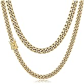 Cysnuc 6mm 8mm Miami Cuban Link Chain for Men Women 14K Real Gold Plated 316L Stainless Steel Thick Necklace Choker Hypoallergenic Hip Hop Jewelry with Gift Box