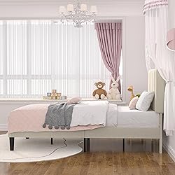 VECELO Twin Size Bed Frame with Upholstered