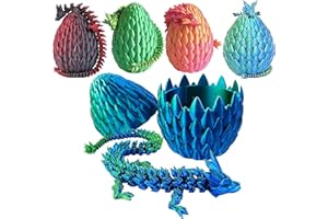 Qxbuhe 12inch 3D Printed Dragon Egg,Mystery Crystal Dragon Fidget Toys,Articulated Dragon,Home Desk Decor Easter Surprise Dinosaur Eggs,Adults Fidget Toys for Autism/ADHD (Cyanine)