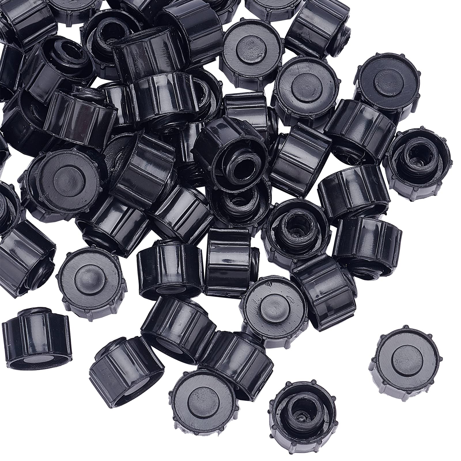 OLYCRAFT 50pcs Black Syringe Tip Cap - 10mm Thick Luer Lock, 12-12.5mm Diameter, No Needle, Feeding Tubes
