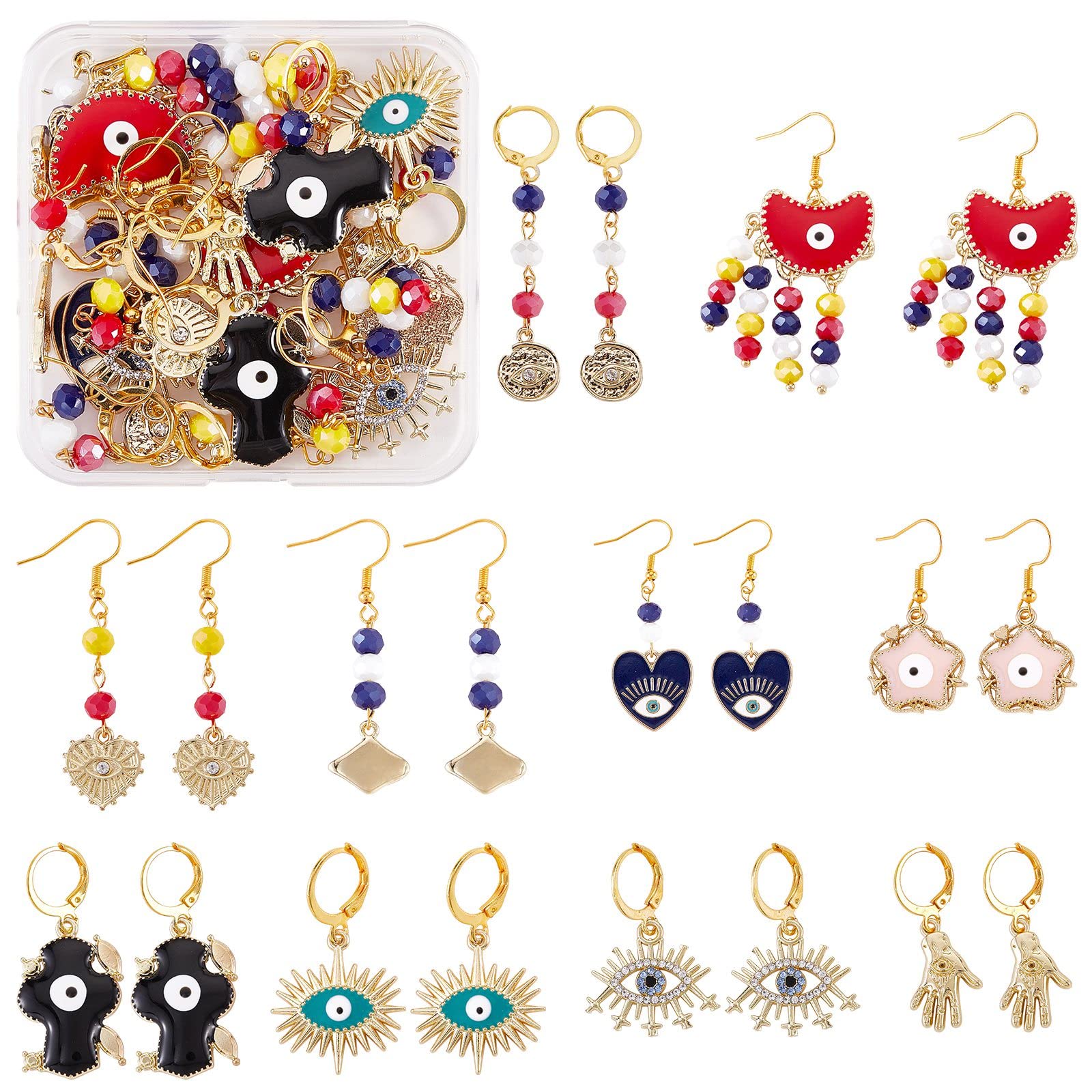 WEWAYSMILE 170Pcs/box DIY Evil Eye Earring Making Kits, Earring Making Kit with Evil Eye Beads, Women Earring Making Starter Kit, for Adults Beginners Earring Jewellery Making