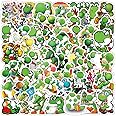 61Pcs Yoshi Stickers Pack，Aesthetics Cute Cartoon Vinyl Waterproof Decals for Water Bottle, Laptop, Phone, Skateboard, Journaling,Gifts for Kids Teens for Party Supply