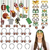 Kenning 36 Pcs Football Party Decorations Football Photo Props 12 Footballs Beaded Necklaces 12 Headbands 12 Touchdown Paper Glasses Accessories for Sport Footballs Birthday Party Favors Supplies