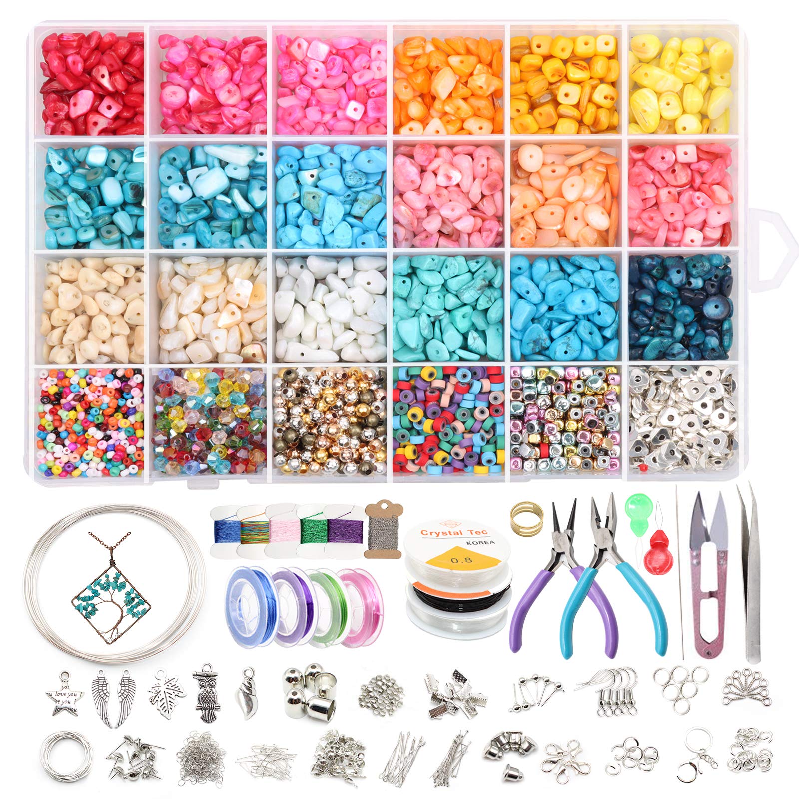Gemstone Beads Jewellery Making Kit Amazon 18 Color Crystal Chips