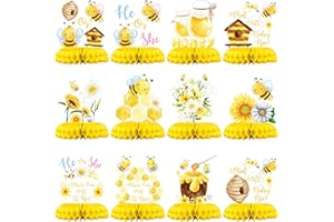 CELEE What Will It Bee Gender Reveal Table Centerpieces – 12PCS Yellow Bee Baby Shower Decorations for He or She Party, Honey Bee Gender Neutral Baby Reveal Supplies