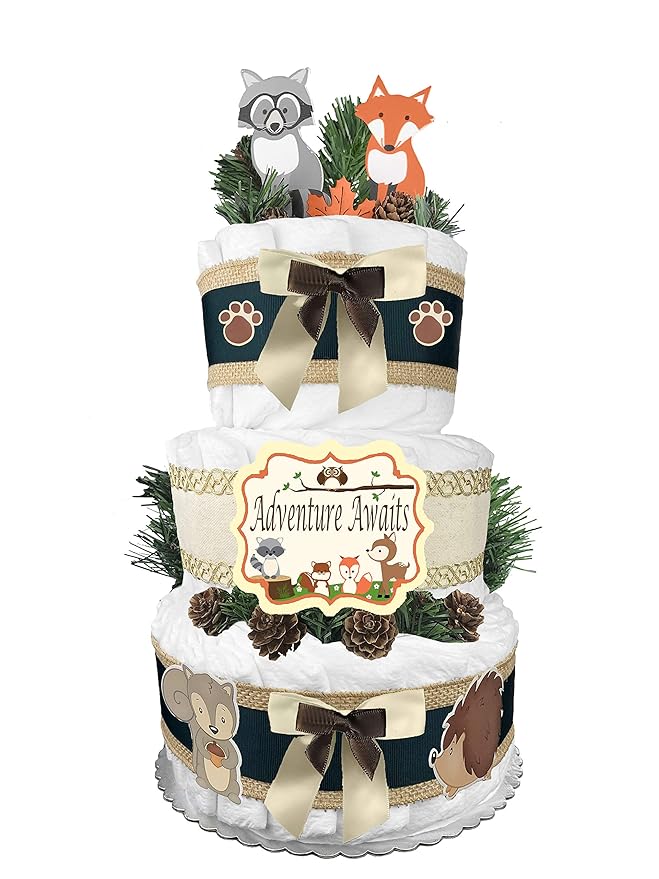 woodland creatures diaper cake diy