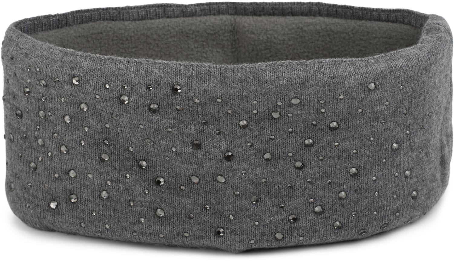 styleBREAKER Women's Headband with Rhinestones and Soft Fleece Lining, Fine Knit Hairband, Warm Headband 04026003, Colour:Grey