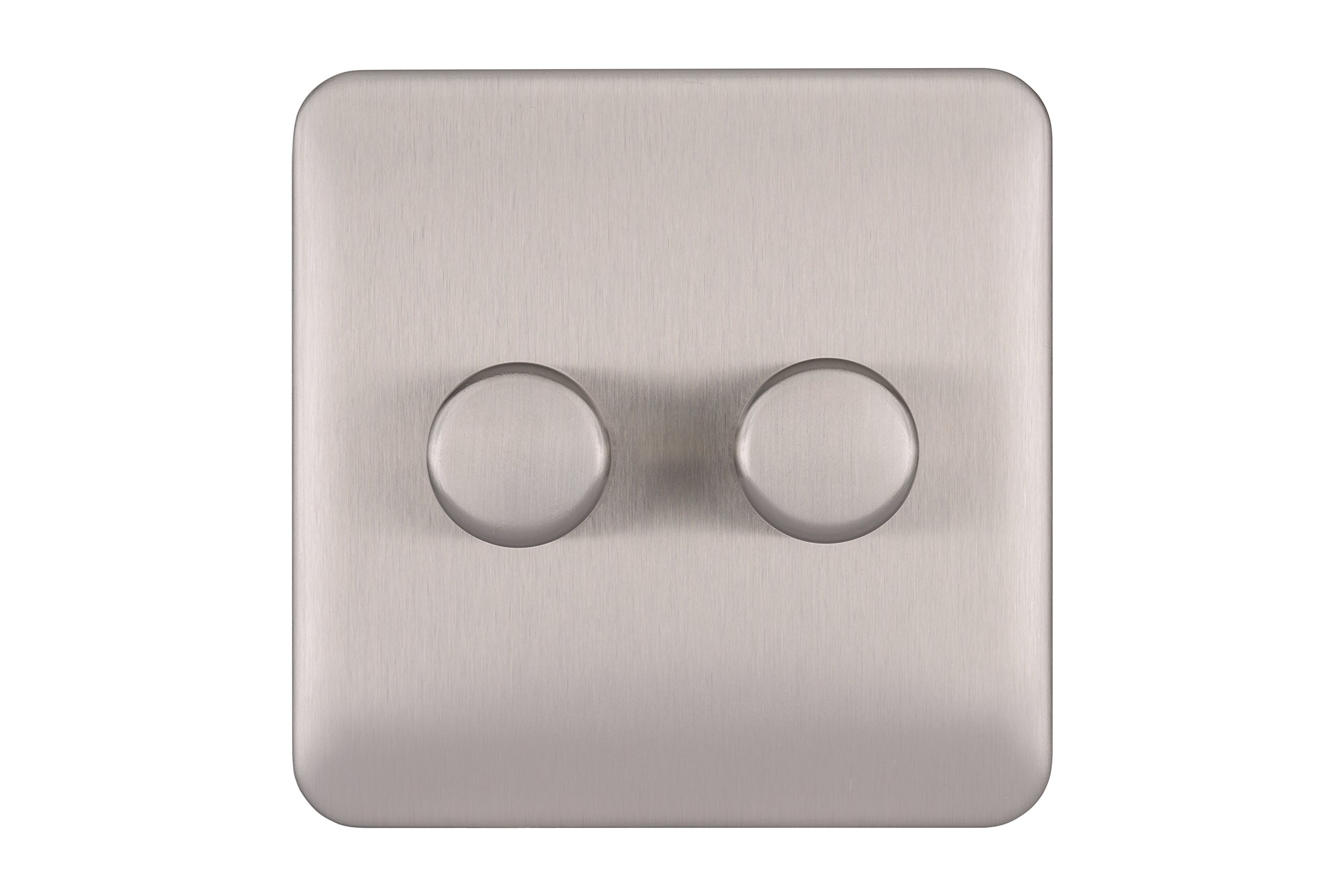 Schneider Electric Lisse Screwless Deco - Double Universal 2 Way Dimmer Light Switch, 250 W/VA, GGBL6022CSSS, Stainless Steel