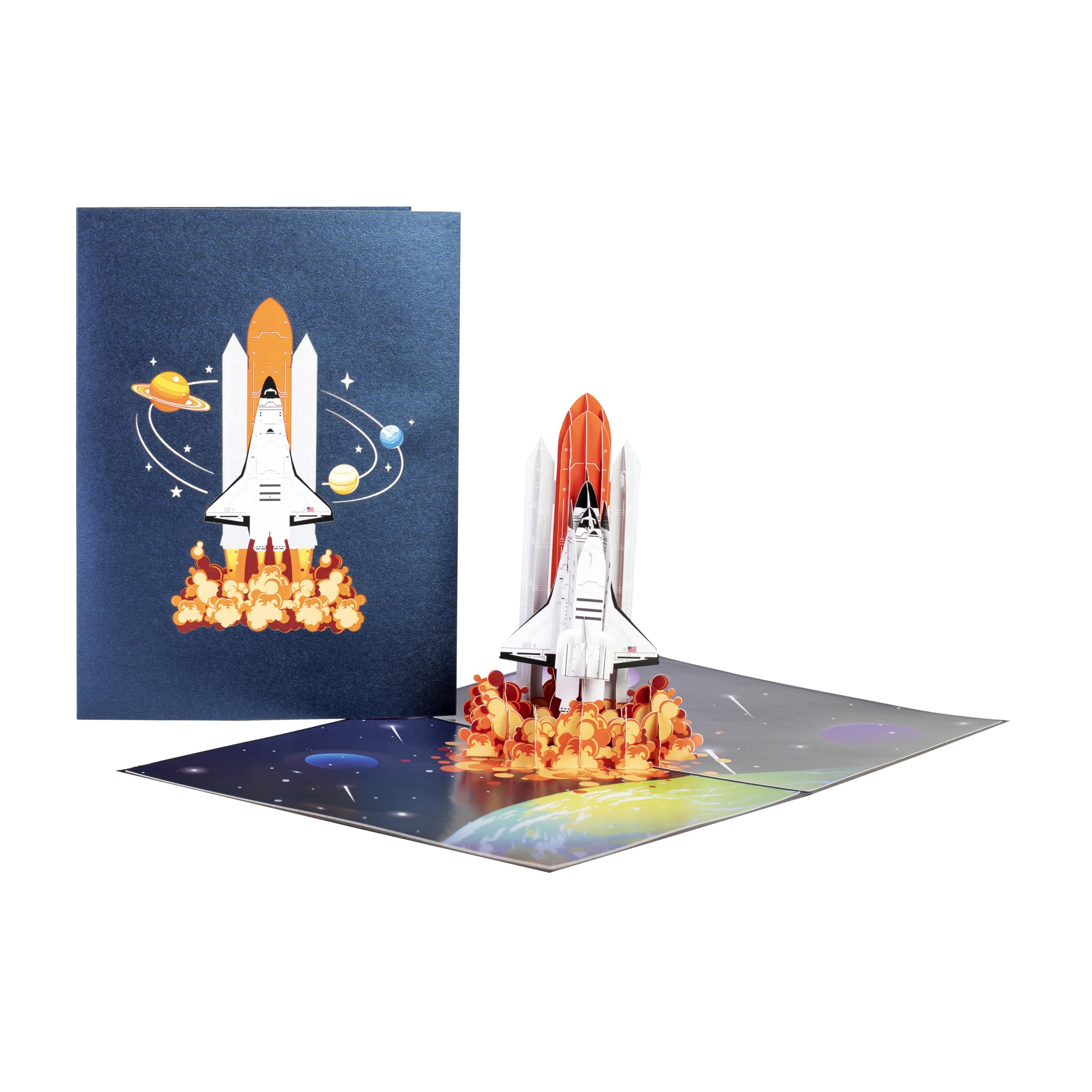 View 1 of iGifts And Cards Space Shuttle 3D Pop-Up Card – Rocket Launch Greeting Card for Future Astronauts, NASA Fans, Science Lovers – Birthday, Graduation, Christmas – 6 x 8 with Notecard