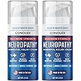 Conquer Neuropathy Cream - Powerful Relief Foot Cream for Neuropathy with Natural Arnica, Aloe Vera, Hemp Extract, Menthol - Maximum Strength Cooling & Soothing - 3.4oz Large Size (Pack of 2)