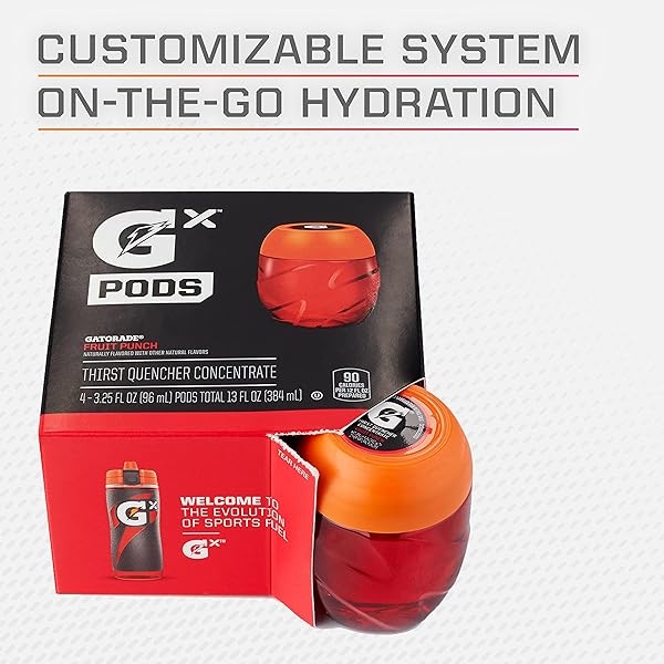 GATORADE GX HYDRATION SYSTEM, NON-SLIP GX SQUEEZE BOTTLES OR GX SPORTS DRINK CONCENTRATE PODS, 4 COUNT (PACK OF 6)