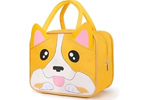 Giraffe Creation Insulated Lunch Box Bag for Kids, Reusable Durable Lightweight Lunch Bag for Girls Boys, Keep Food Cold/Warm, Corgi Dog