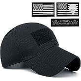 Loneshark Tactical Military Mens Camo Baseball Hat with American Flag Skull Patch Patriotic Operator Camouflage Cap for Women