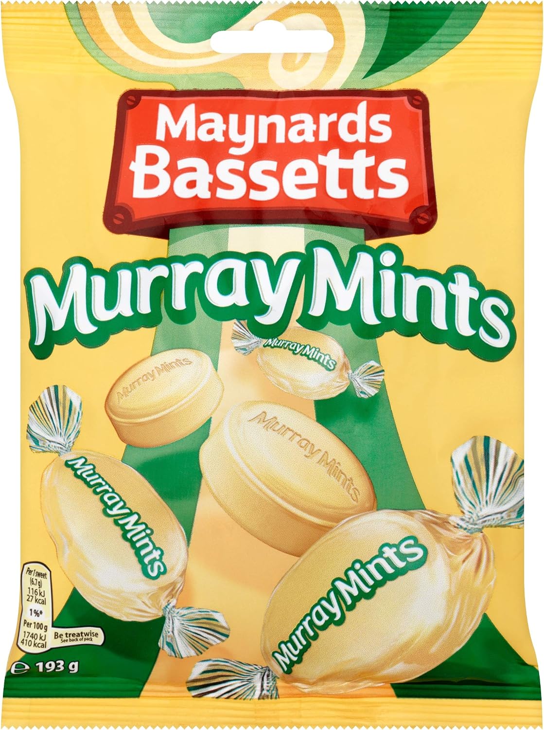 Maynards Bassetts Murray Mints Sweets Bag, Creamy Mint Flavour, Bulk Classic Sweets, 193 g Sharing Pack (Pack of 12)