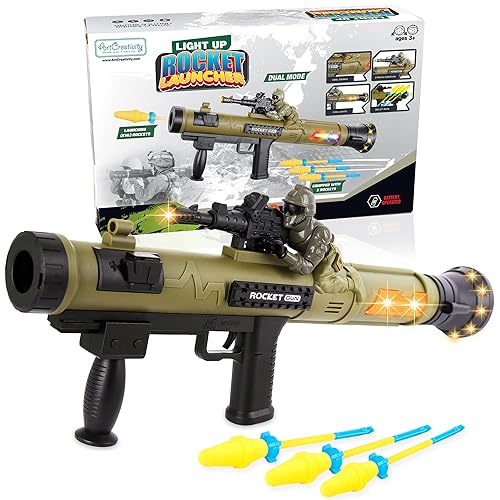 ArtCreativity Toy Rocket Launcher, RPG Gun with Foam Rockets, Light Up  Rocket Launcher Gun for Kids, Cool So