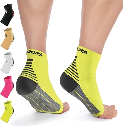 Rymora Foot Compression Socks Sleeves Neon Yellow Large 25-29cm Arch
