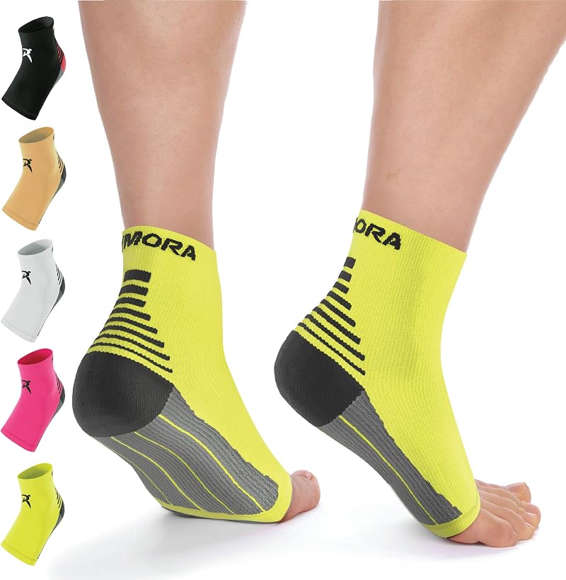 Rymora Foot Compression Socks Sleeves Neon Yellow Large 25-29cm Arch