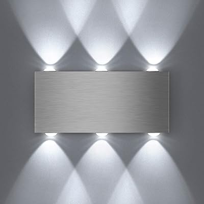 Buy Qucover 6w Wall Lights Led Indoor Up And Down Wall Lights Modern Brushed Aluminium Rectangular Wall Lamp Uplighters For Living Room Kitchen Bedroom Wall Wash Lighting Cool White Energy Class A Online